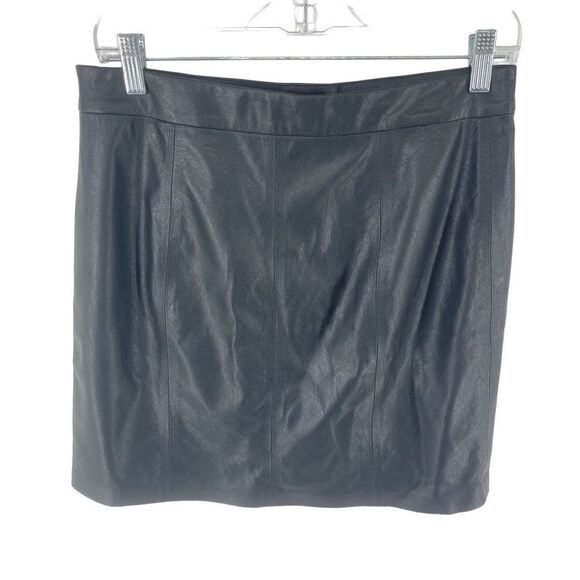 n:Philanthropy Women's Vegan Leather Skirt Mini Zip Closure Straight Black Large - Picture 4 of 10